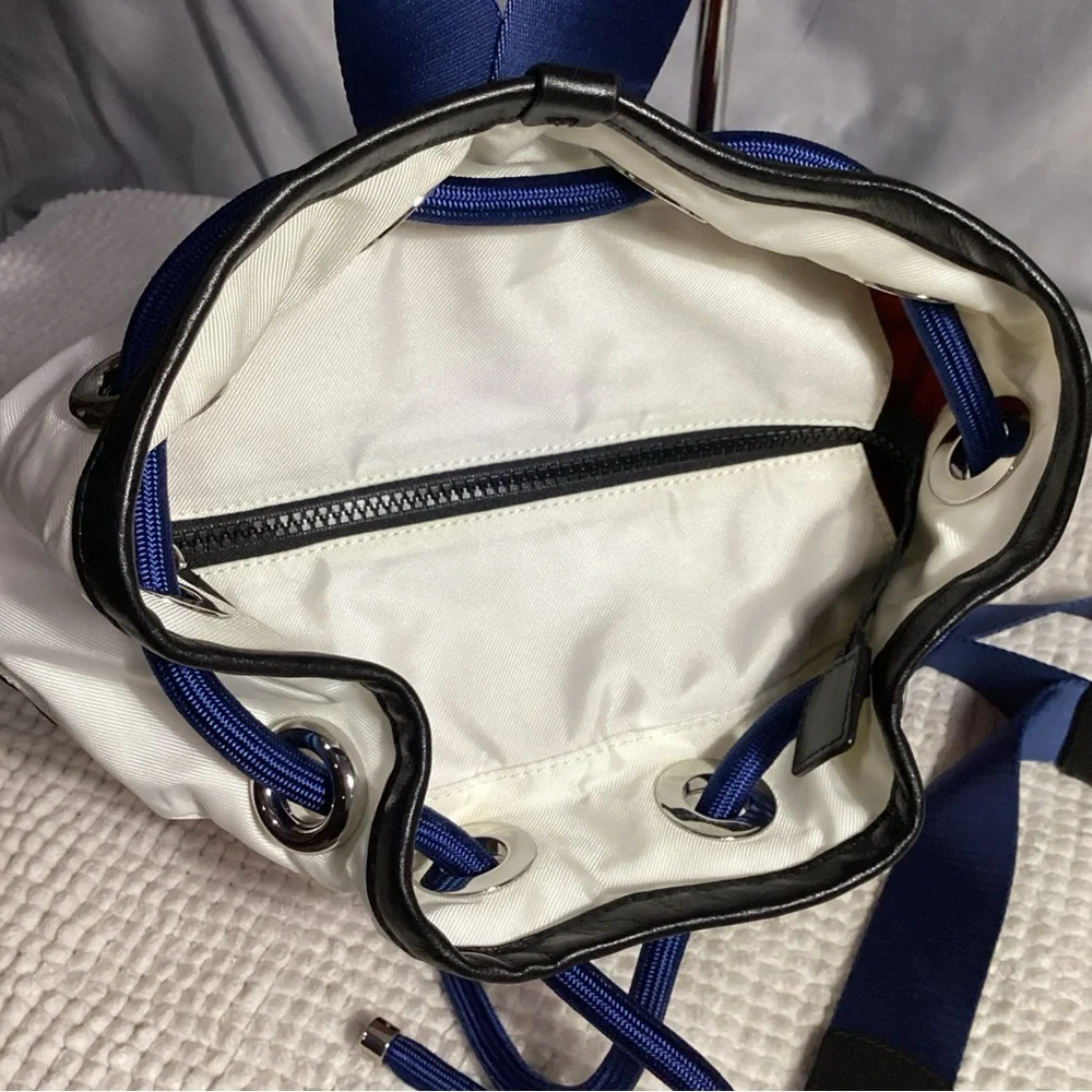 Marc Jacobs Red White Black Unisex Sport Nylon Bucket Sling Duffle Backpack NEW